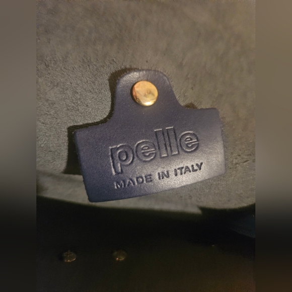 Pelle Navy Made In Italy Leather Gold Chain Mini Purse - Picture 8 of 13